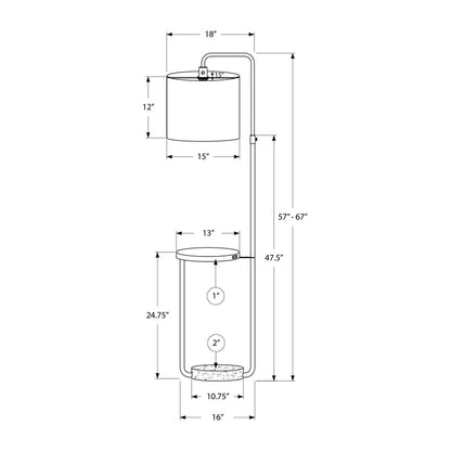 Lampe sur pied - 67"H / Métal laiton / Beige / USB - schéma technique