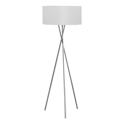Lampe sur pied trépied - 62"H / Métal nickel / Gris - produit sur fond blanc