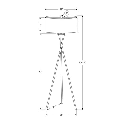 Lampe sur pied trépied - 62"H / Métal nickel / Gris - schéma technique