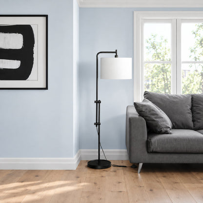 Lampe sur pied - 63"H / Métal noir / Ivoire - vue d’ambiance