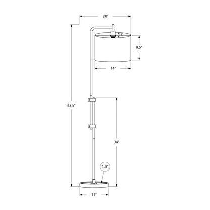 Lampe sur pied - 63"H / Métal laiton / Ivoire - schéma technique
