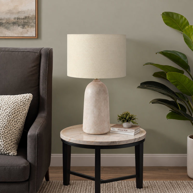 Lampe de Table - 27"H / Céramique beige / Beige - vue d’ambiance