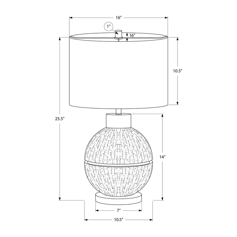 Lampe de Table - 26"H / Résine brune et dorée / Beige - schéma technique