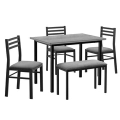 Dining Table Set - 5 Pieces - Gray / Black Metal