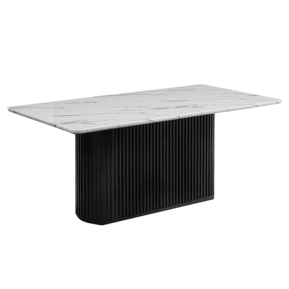 Nolan - Table à Manger - Faux Marbre Blanc