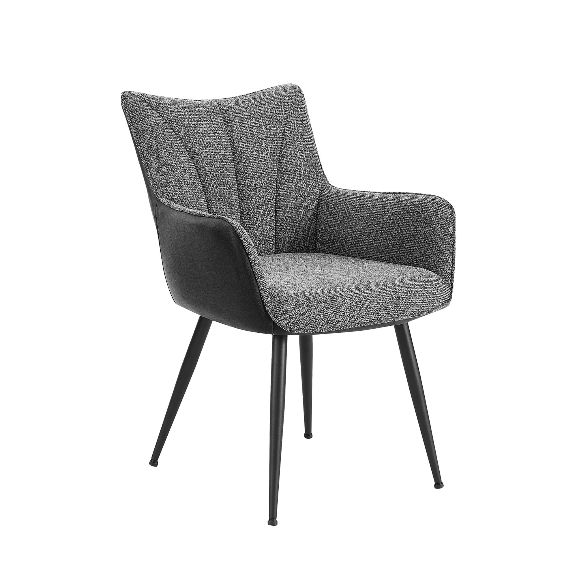 Pisco - Dining Chair - Black PU Leather and Grey Fabric
