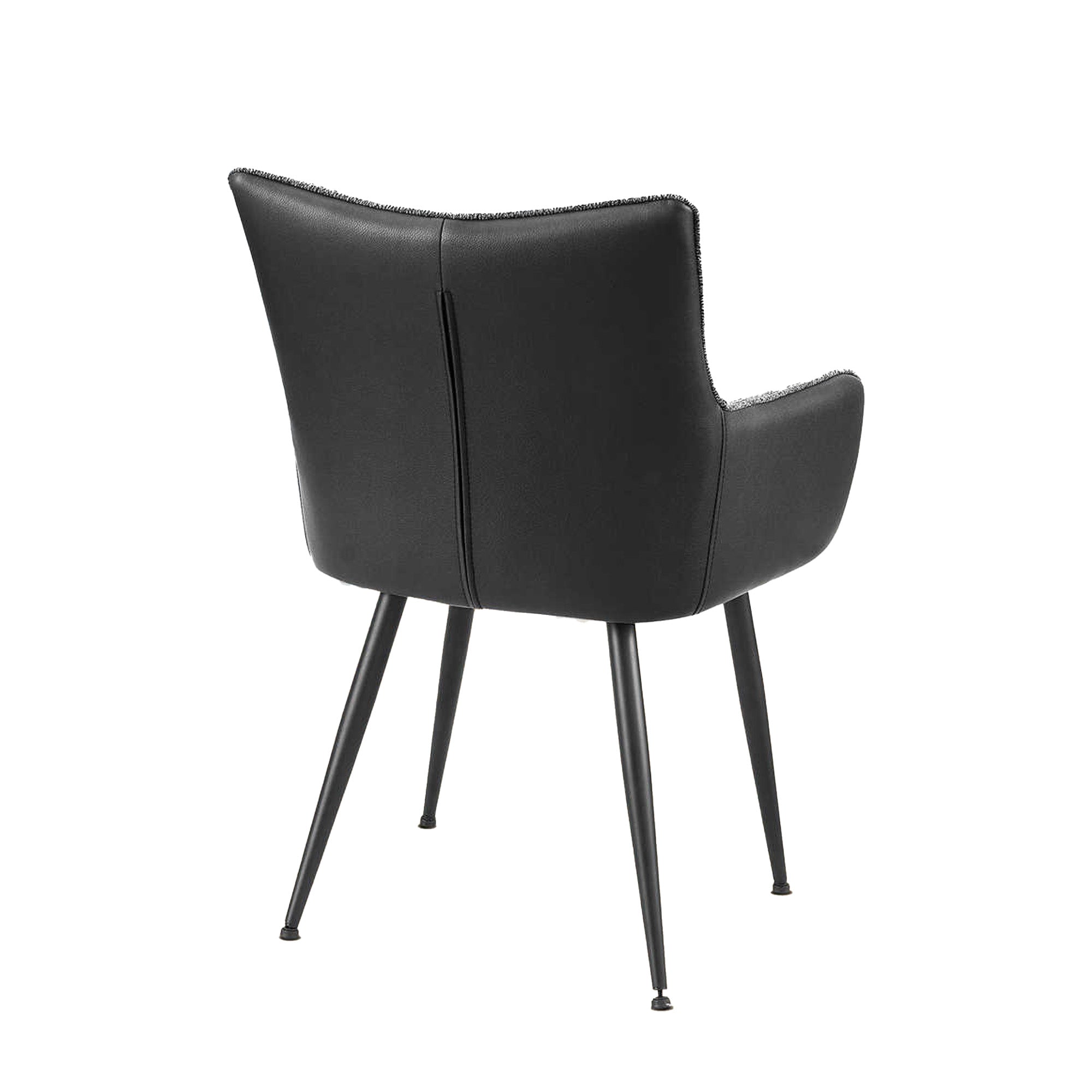 Pisco - Dining Chair - Black PU Leather and Grey Fabric