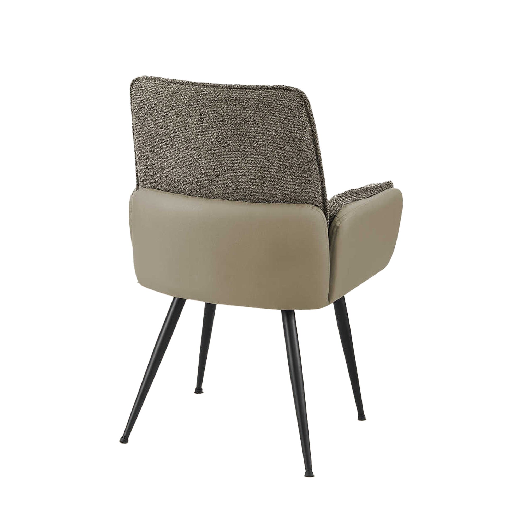 Naomi - Dining Chair - Taupe PU Leather and Brown Fabric