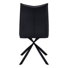 Set of 2 chairs / 36"H / Black Faux Leather / Black Metal