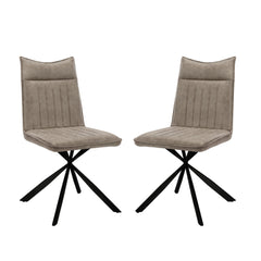 Set of 2 chairs / 36"H / Taupe fabric / Black metal