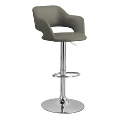 Hydraulic Bar Chair - 1pcs / Swivel / Light Grey / Chrome Metal