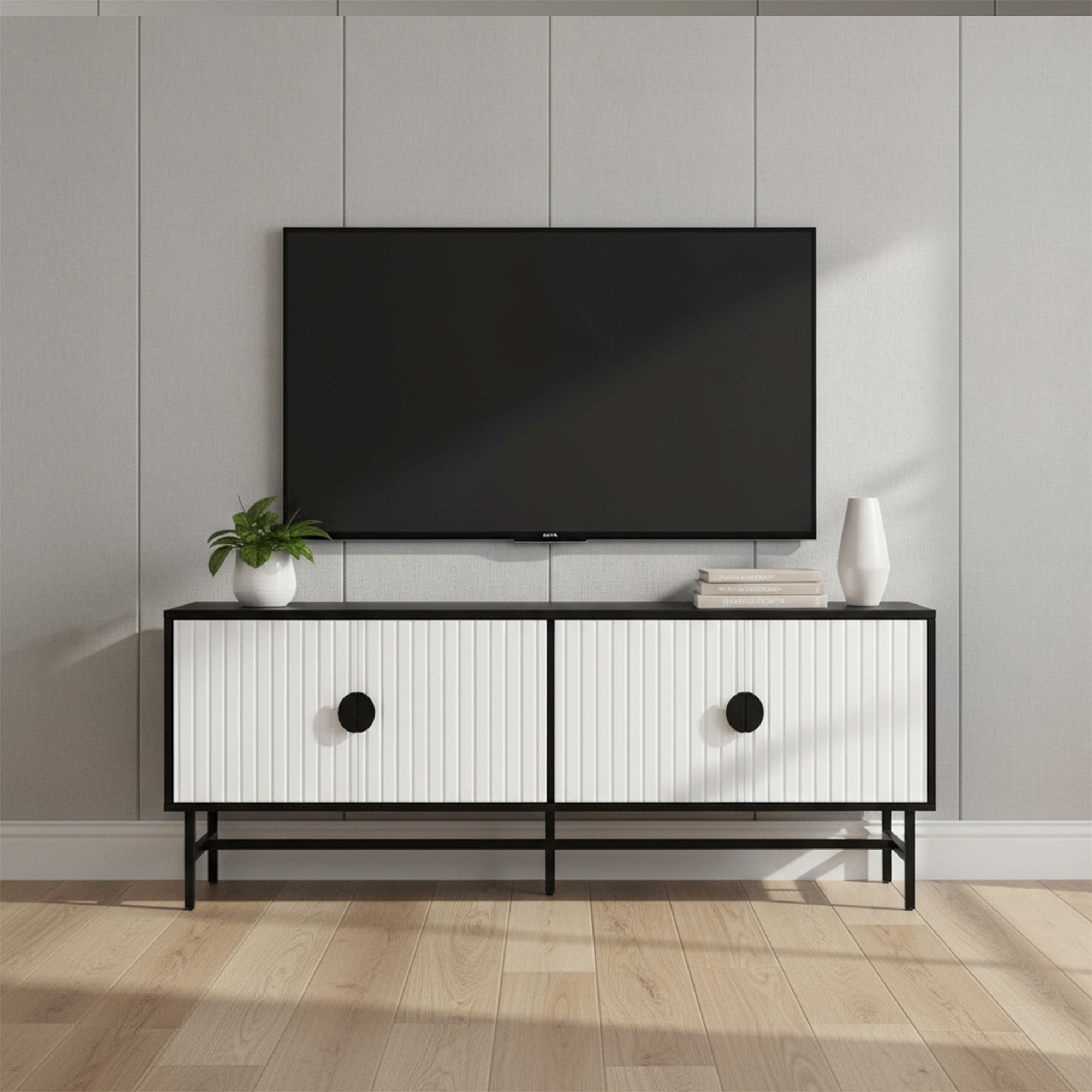 Evora - Meuble de TV - Noir et Blanc - 60 po