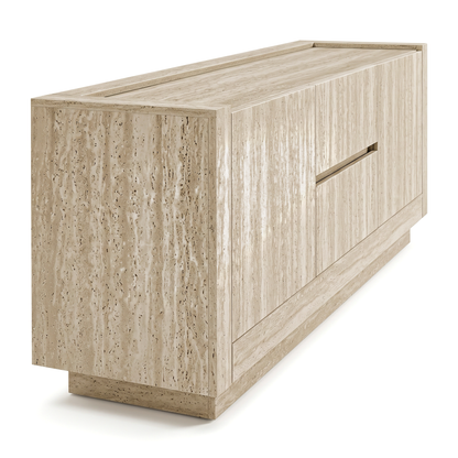 Alec - TV Stand - Travertine Stone Effect