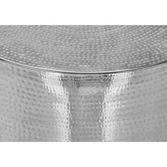 Side Table - 22"H / Drum Metal Chrome End Table