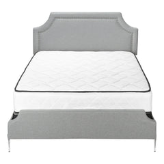 BED - QUEEN / GRAY FABRIC / CHROME METAL LEGS