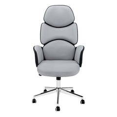OFFICE CHAIR - GREY LEATHERETTE / EXECUTIVE BACK