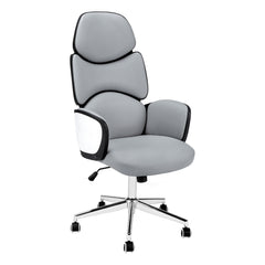 OFFICE CHAIR - GREY LEATHERETTE / EXECUTIVE BACK