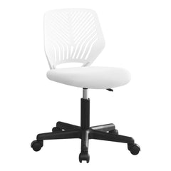 Chaise De Bureau - Blanc / Base Noir / Roulettes