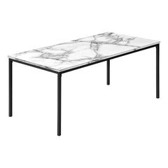 Table Set - 3pcs / White Marble / Black Metal