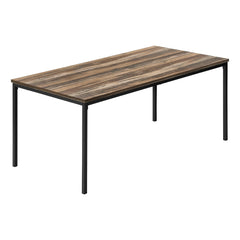 Table Set - 3pcs / Brown Faux Wood / Black Metal
