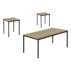 Table Set - 3pcs / Dark Taupe / Black Metal