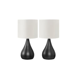 Table Lamp - 2PCX / 18"H / Black Metal / Ivory