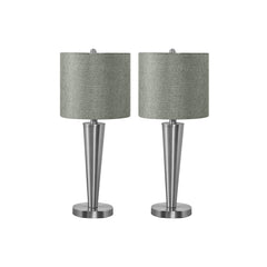 Table Lamp - 2MCX / 24"H / Silver Metal / Gray / USB