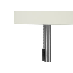 Table Lamp - 2MCX / 17"H / Silver Metal / Ivory / USB