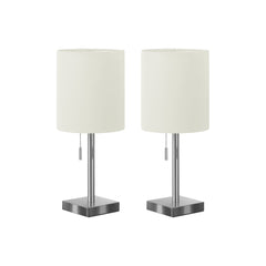 Table Lamp - 2MCX / 17"H / Silver Metal / Ivory / USB