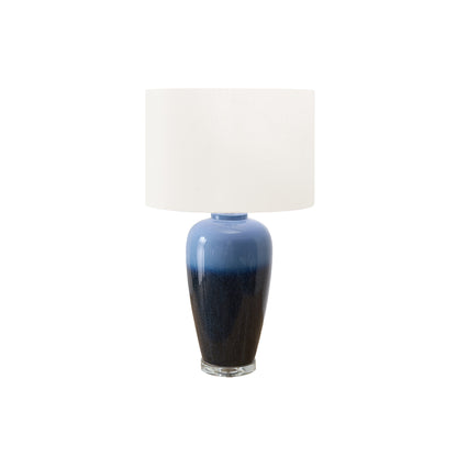 Table Lamp - 29"H / Blue Ceramic / Ivory
