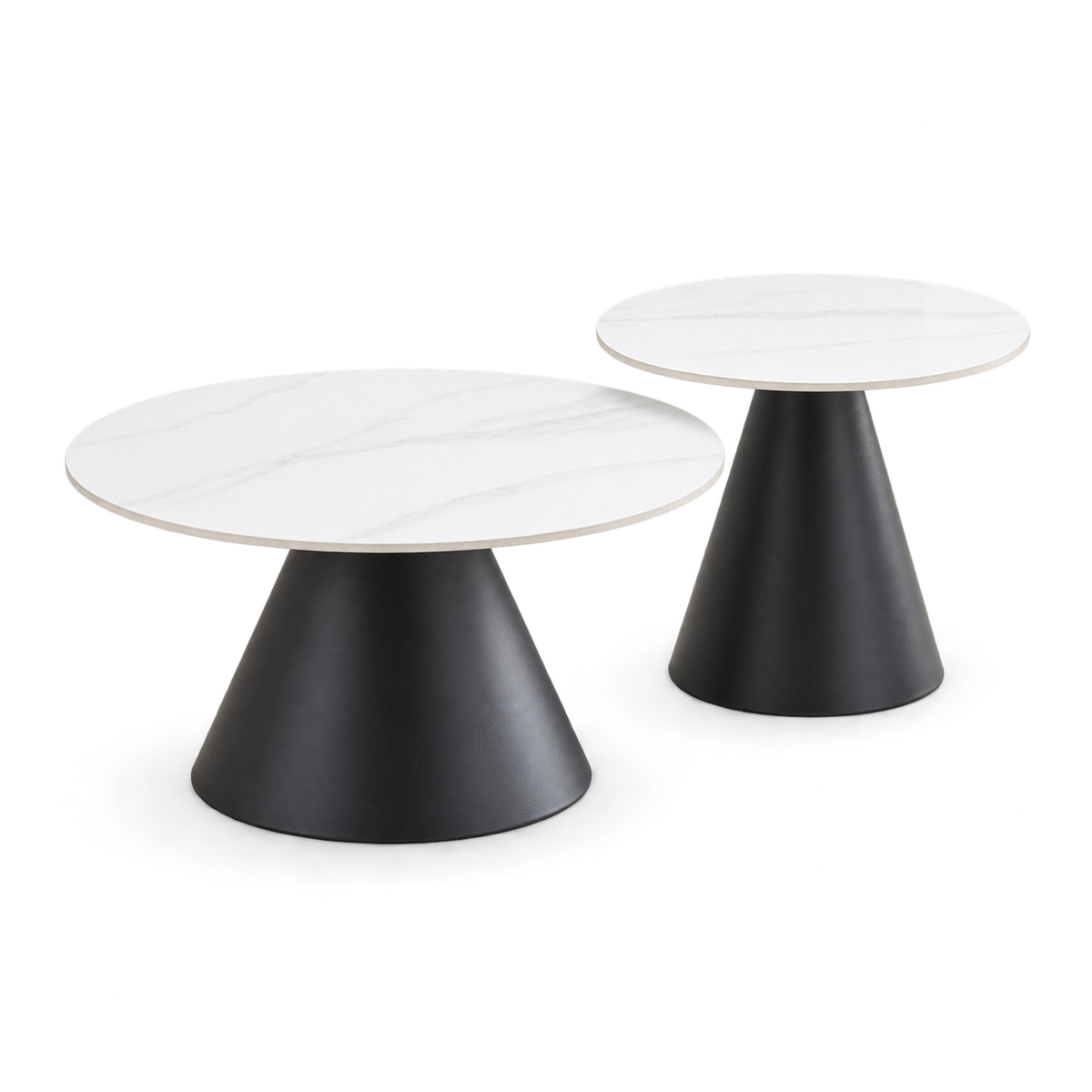 Avolio - Ensemble table de salon - Marbre blanc veiné