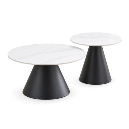 Avolio - Ensemble table de salon - Marbre blanc veiné