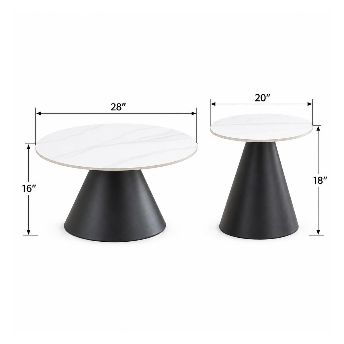 Avolio - Ensemble table de salon - Marbre blanc veiné