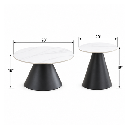 Avolio - Ensemble table de salon - Marbre blanc veiné