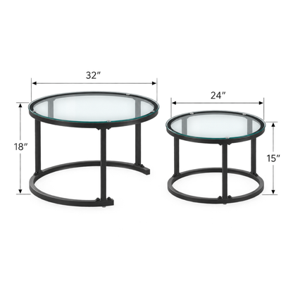 Holden - Nesting Coffee Table Set - Matte Black and Glass