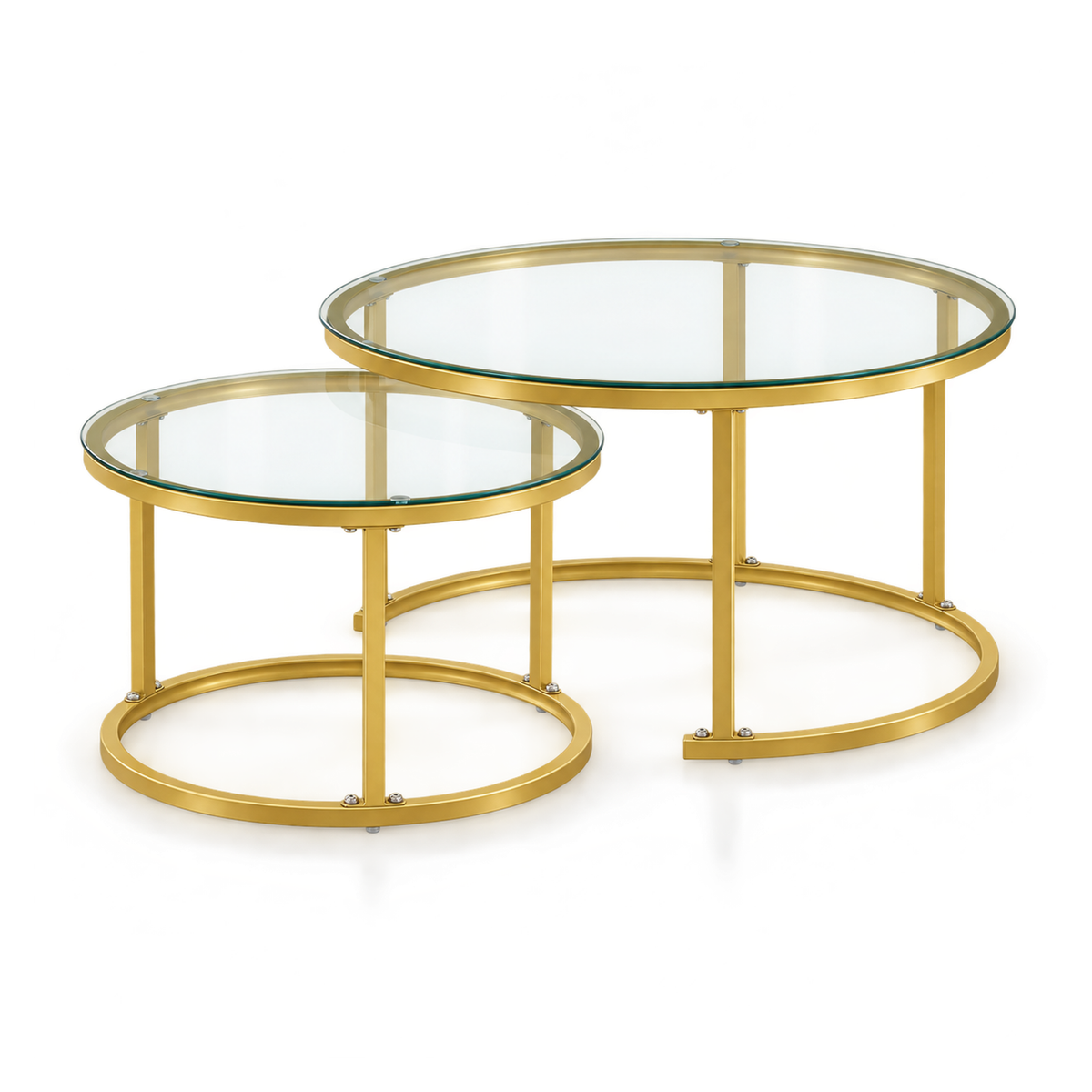 Holden - Nesting Coffee Table Set - Gold and Glass