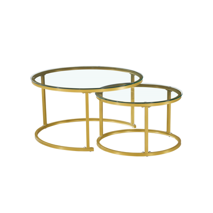 Holden - Nesting Coffee Table Set - Gold and Glass