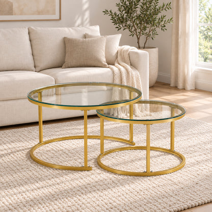 Holden - Nesting Coffee Table Set - Gold and Glass