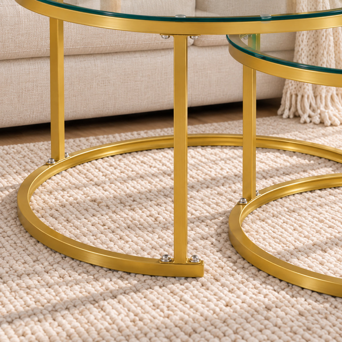 Holden - Nesting Coffee Table Set - Gold and Glass
