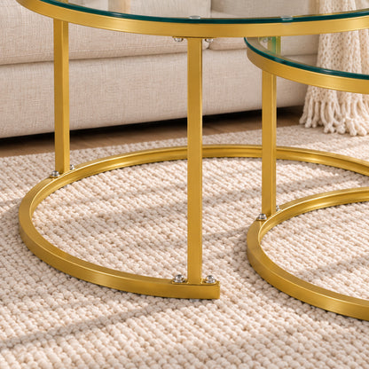 Holden - Nesting Coffee Table Set - Gold and Glass