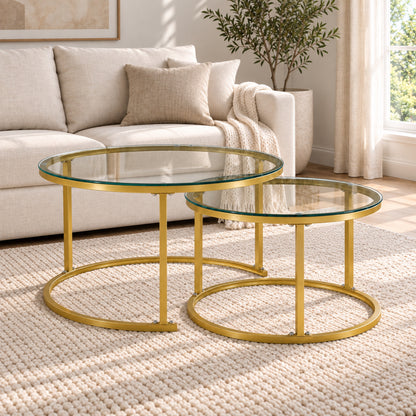 Holden - Nesting Coffee Table Set - Gold and Glass