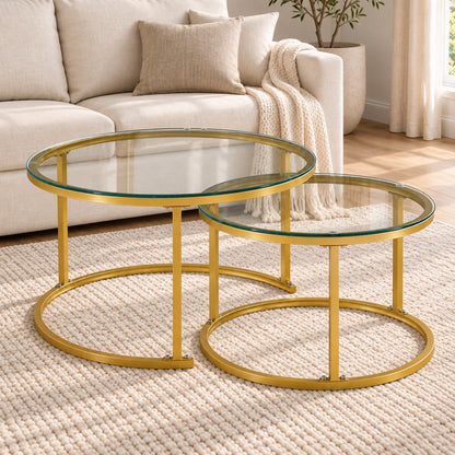 Holden - Nesting Coffee Table Set - Gold and Glass