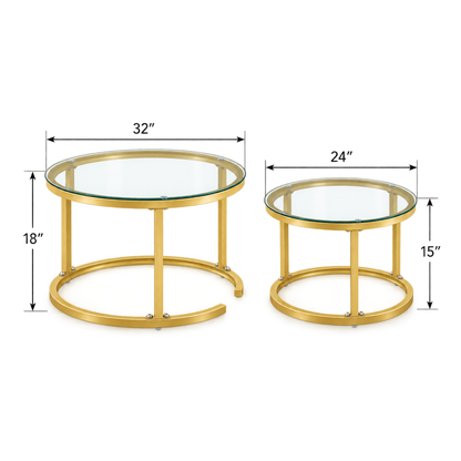 Holden - Nesting Coffee Table Set - Gold and Glass