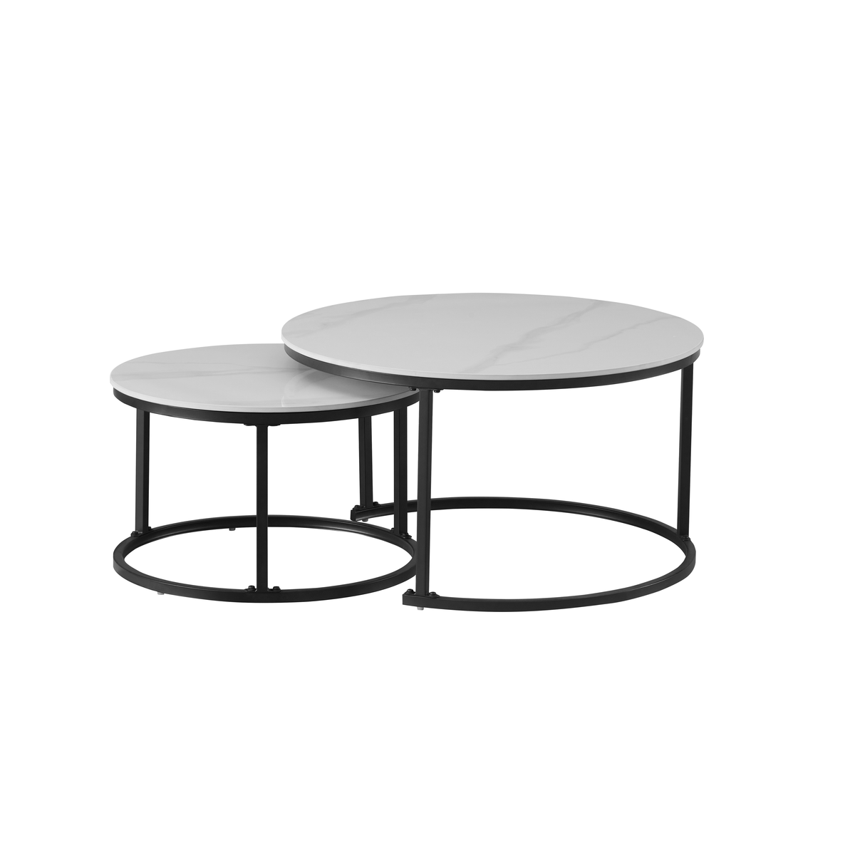 Auden - Ensemble table de salon - Marbre blanc veiné