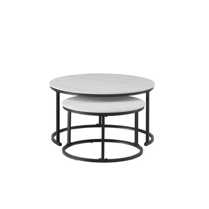 Auden - Ensemble table de salon - Marbre blanc veiné