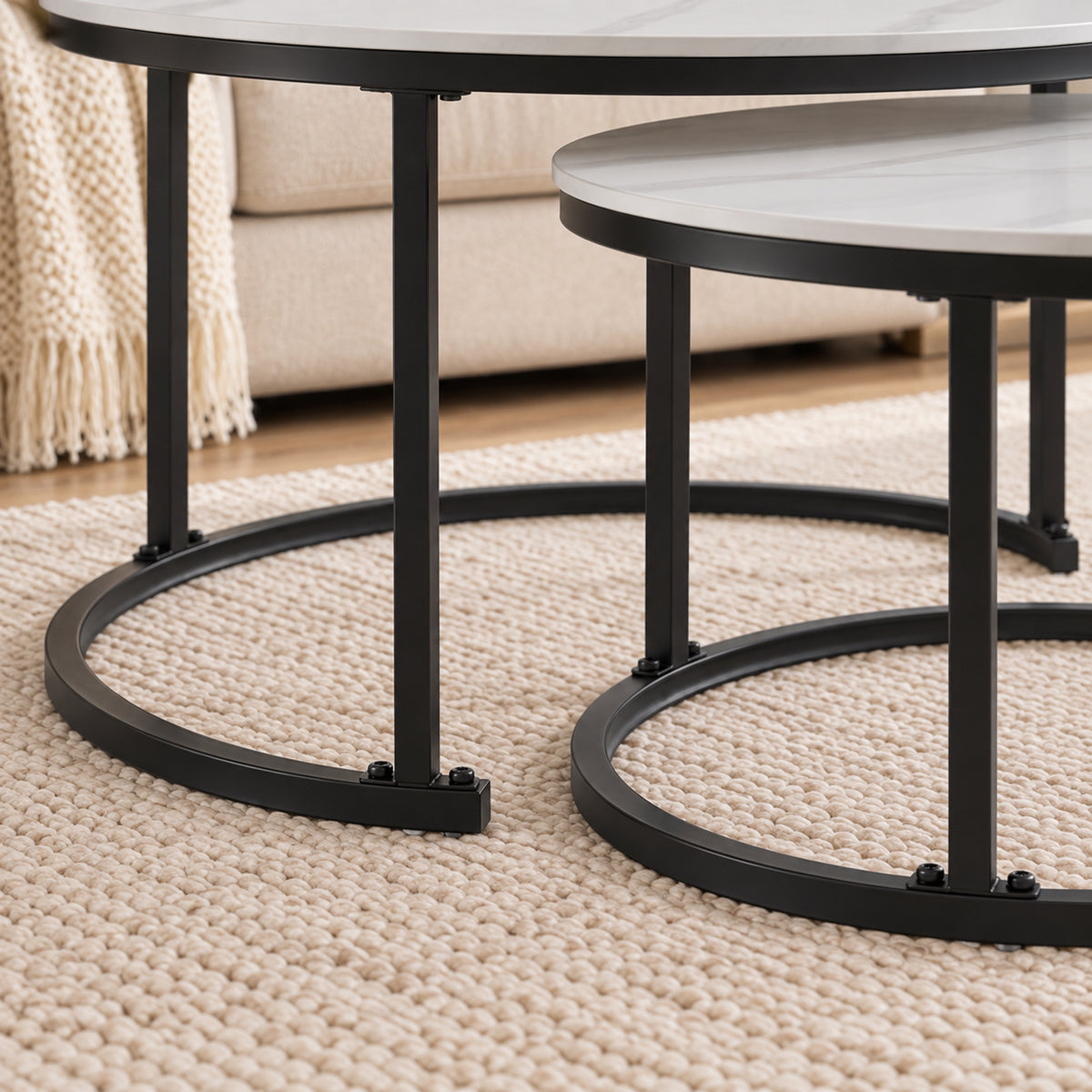 Auden - Ensemble table de salon - Marbre blanc veiné