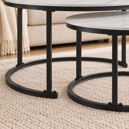 Auden - Ensemble table de salon - Marbre blanc veiné