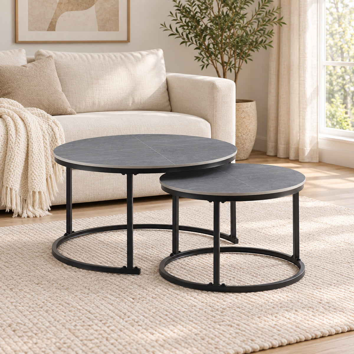 Auden - Ensemble table de salon - Marbre gris