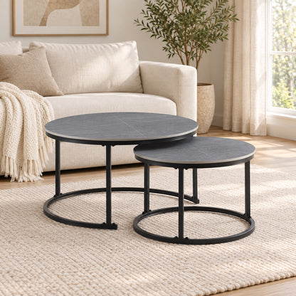 Auden - Ensemble table de salon - Marbre gris