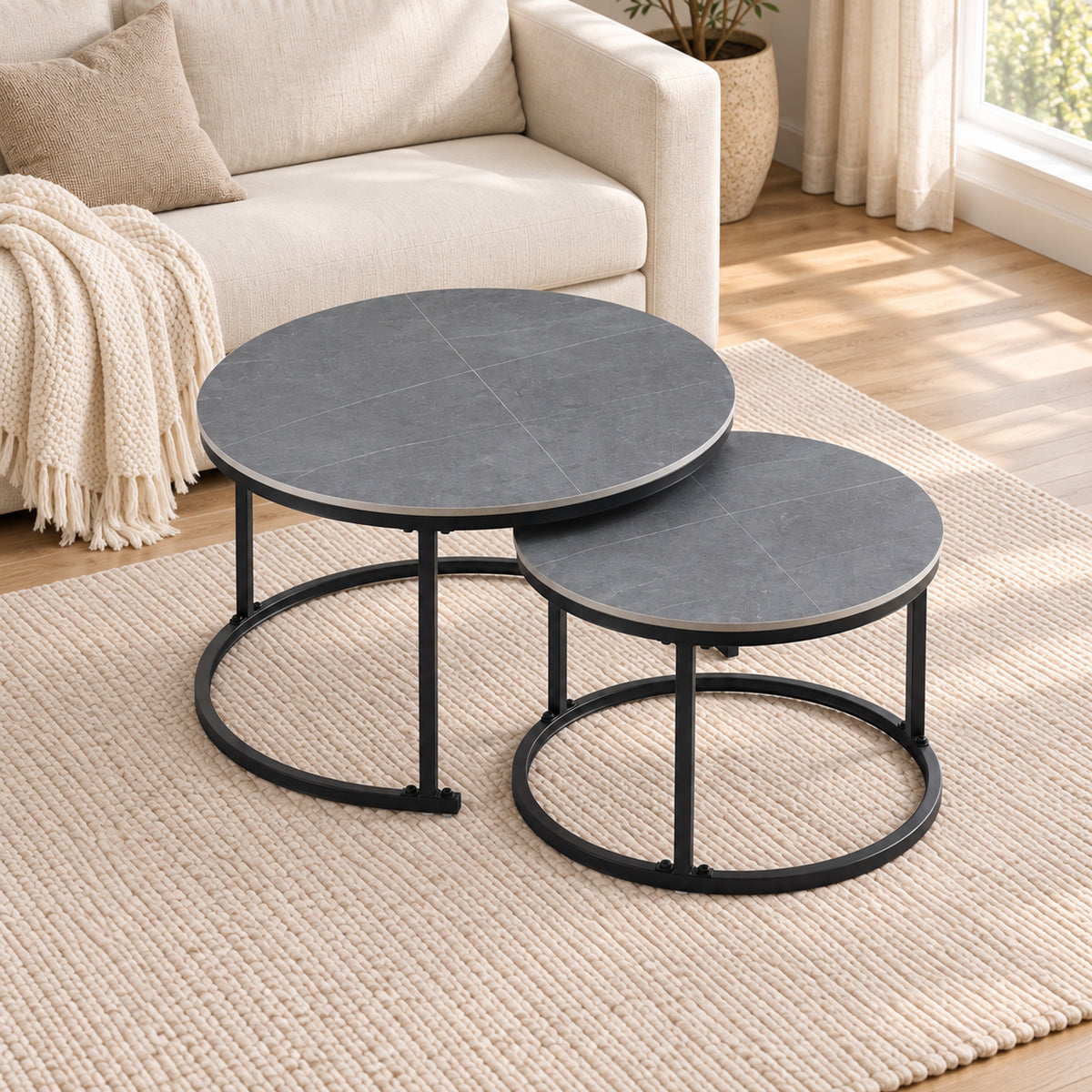 Auden - Ensemble table de salon - Marbre gris